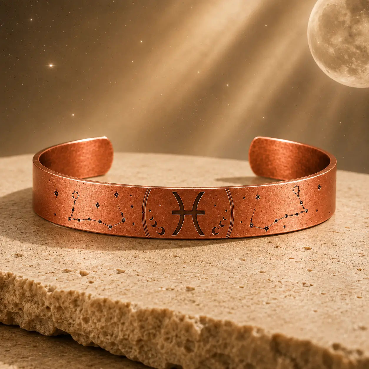 Bracelet Zodiaque Poissons en Cuivre Rouge