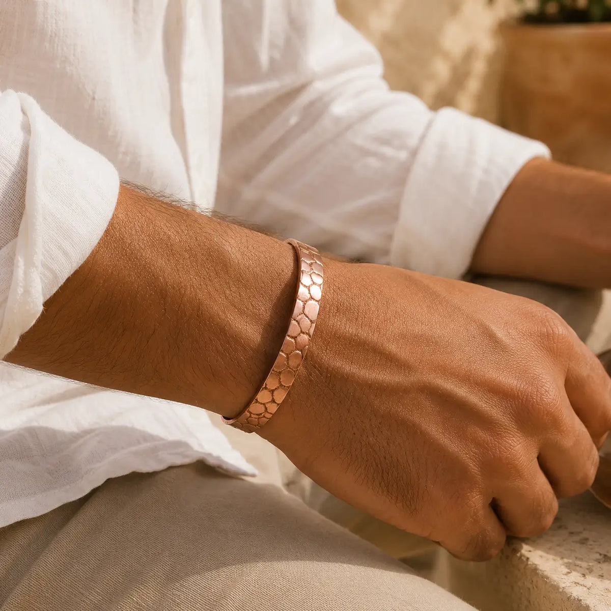 Bracelet Cuivre Martelé Premium