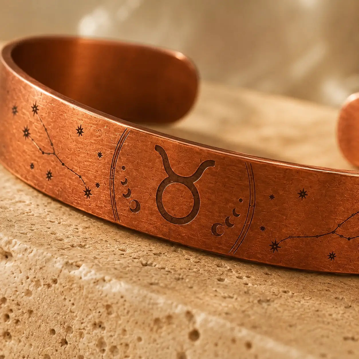 Bracelet Zodiaque Taureau en Cuivre Rouge