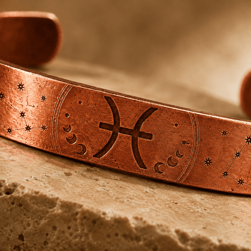 Bracelet Zodiaque Poissons en Cuivre Rouge
