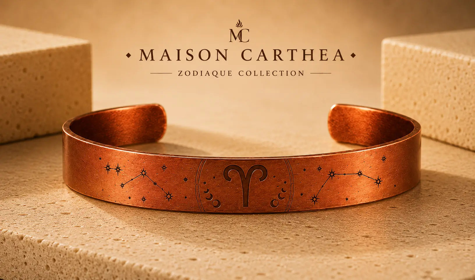 Bracelet Zodiaque Bélier en Cuivre Rouge