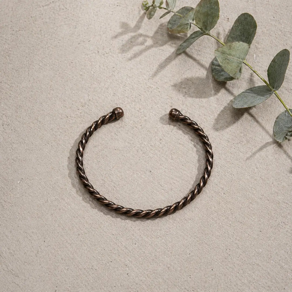 Bracelet Cuivre Rouge Torsadé Élégant