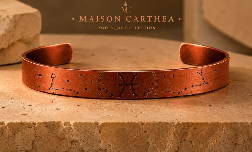 Bracelet Zodiaque Poissons en Cuivre Rouge