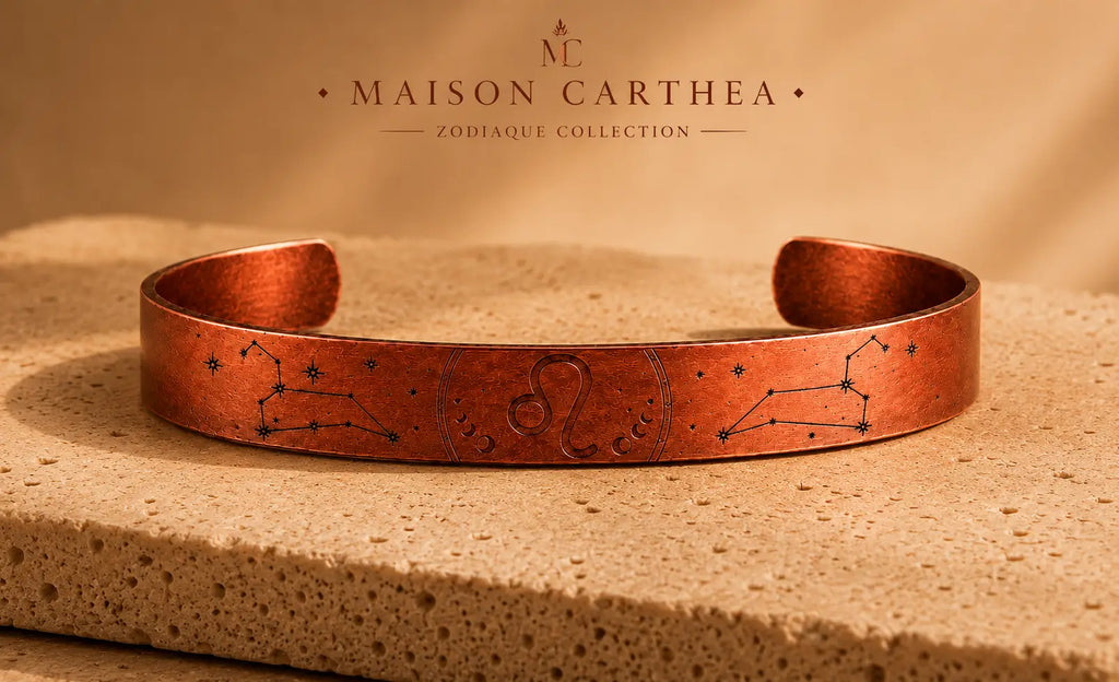 Bracelet Zodiaque Lion en Cuivre Rouge