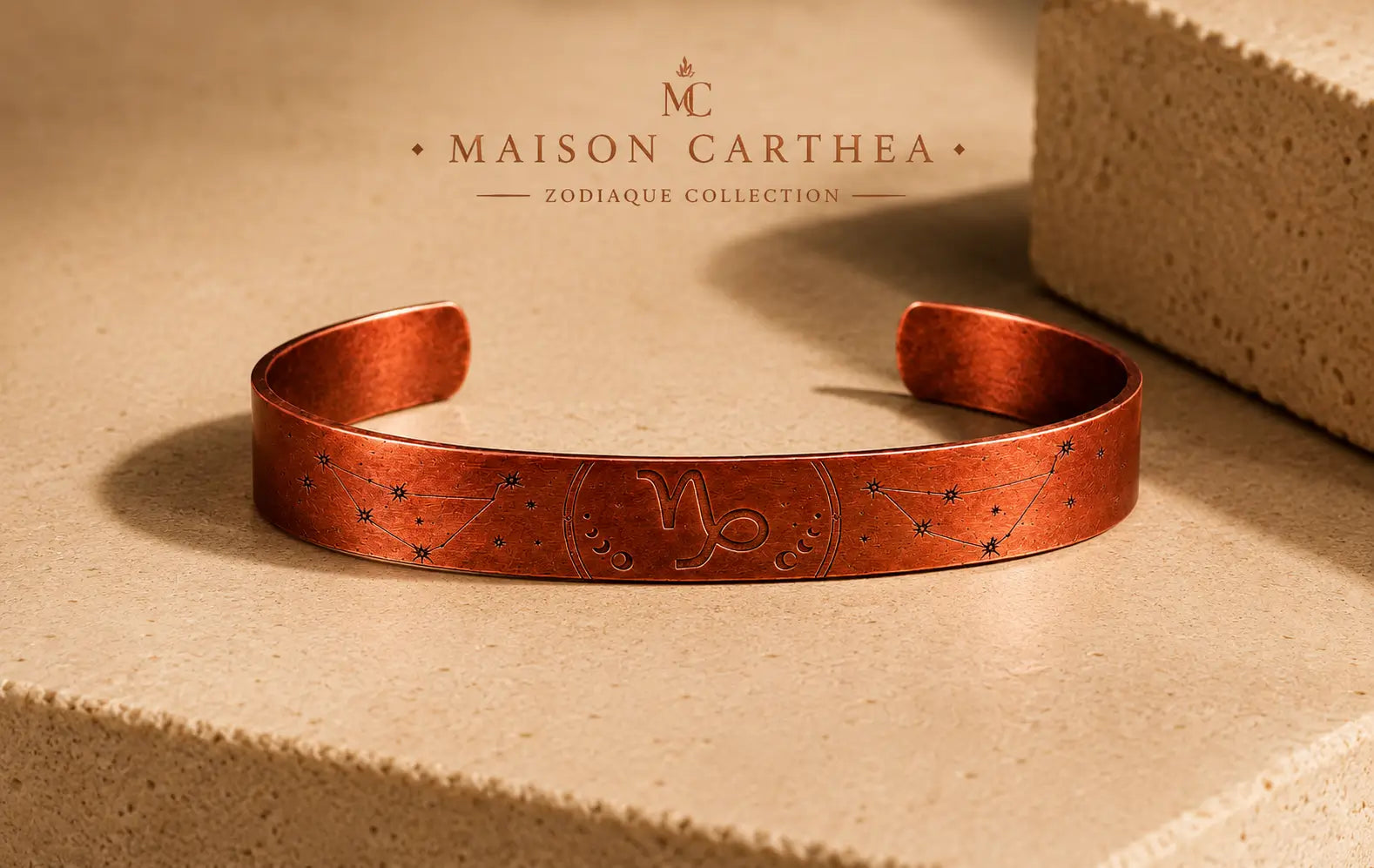 Bracelet Zodiaque Capricorne en Cuivre Rouge