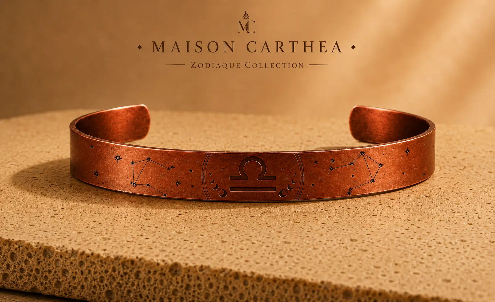 Bracelet Zodiaque Balance en Cuivre Rouge