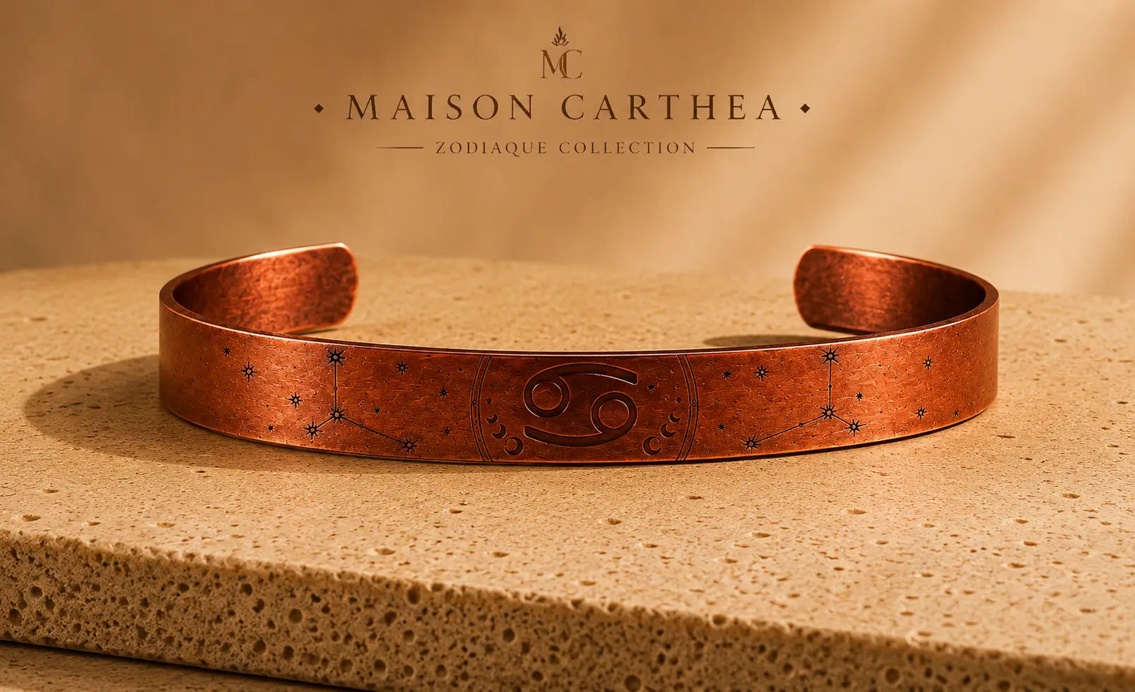 Bracelet Zodiaque Cancer en Cuivre Rouge