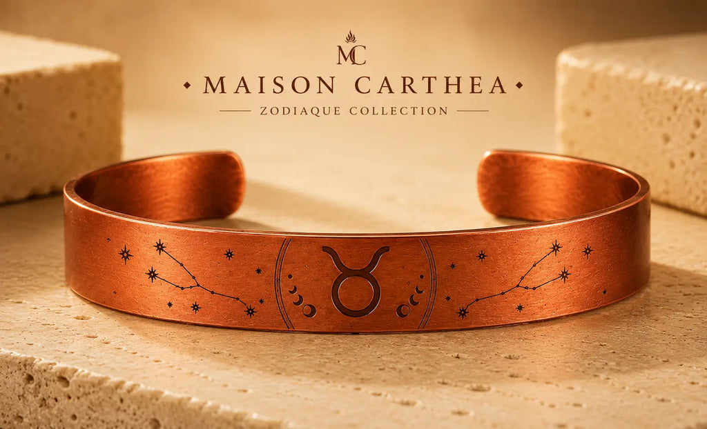 Bracelet Zodiaque Taureau en Cuivre Rouge