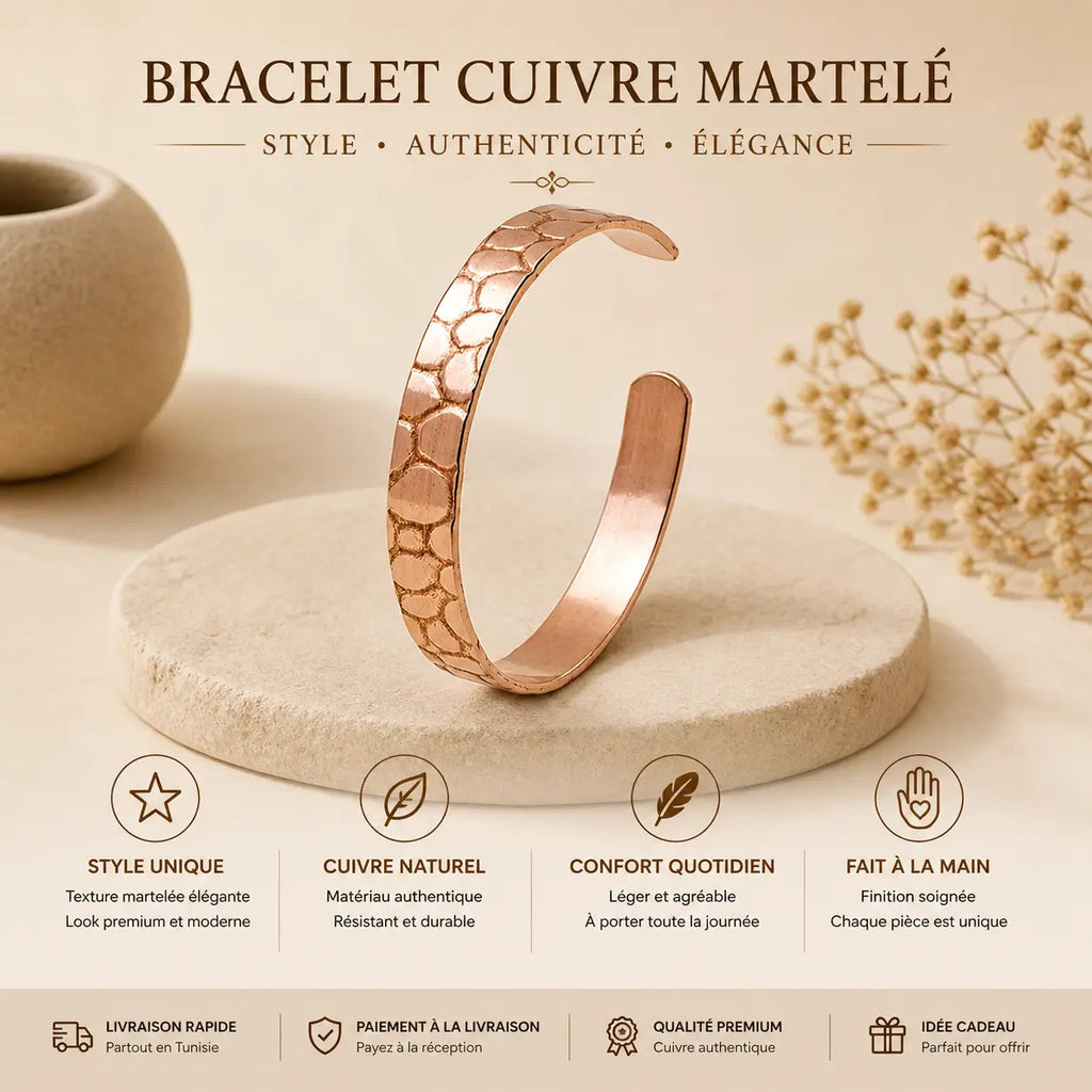 Bracelet Cuivre Martelé Premium