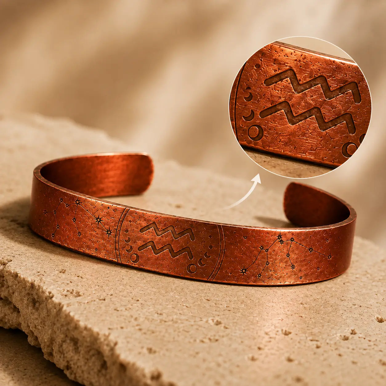 Bracelet Zodiaque Verseau en Cuivre Rouge