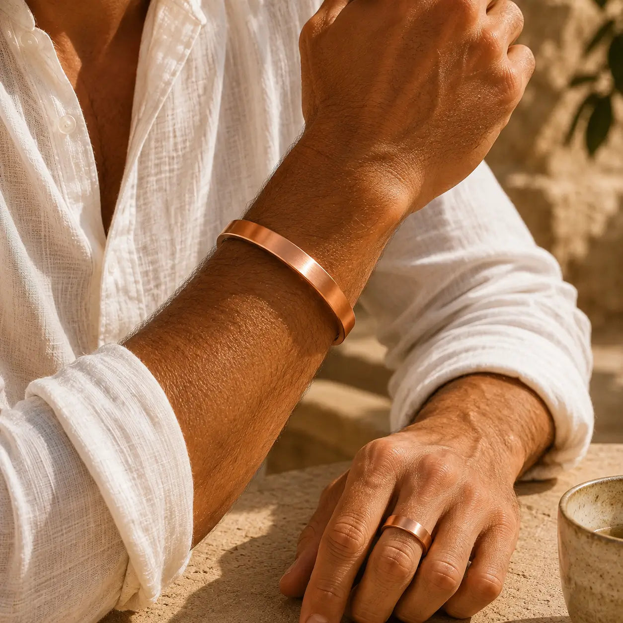 Pack Vitalité Homme Premium – Bracelet & Bague en Cuivre Rouge