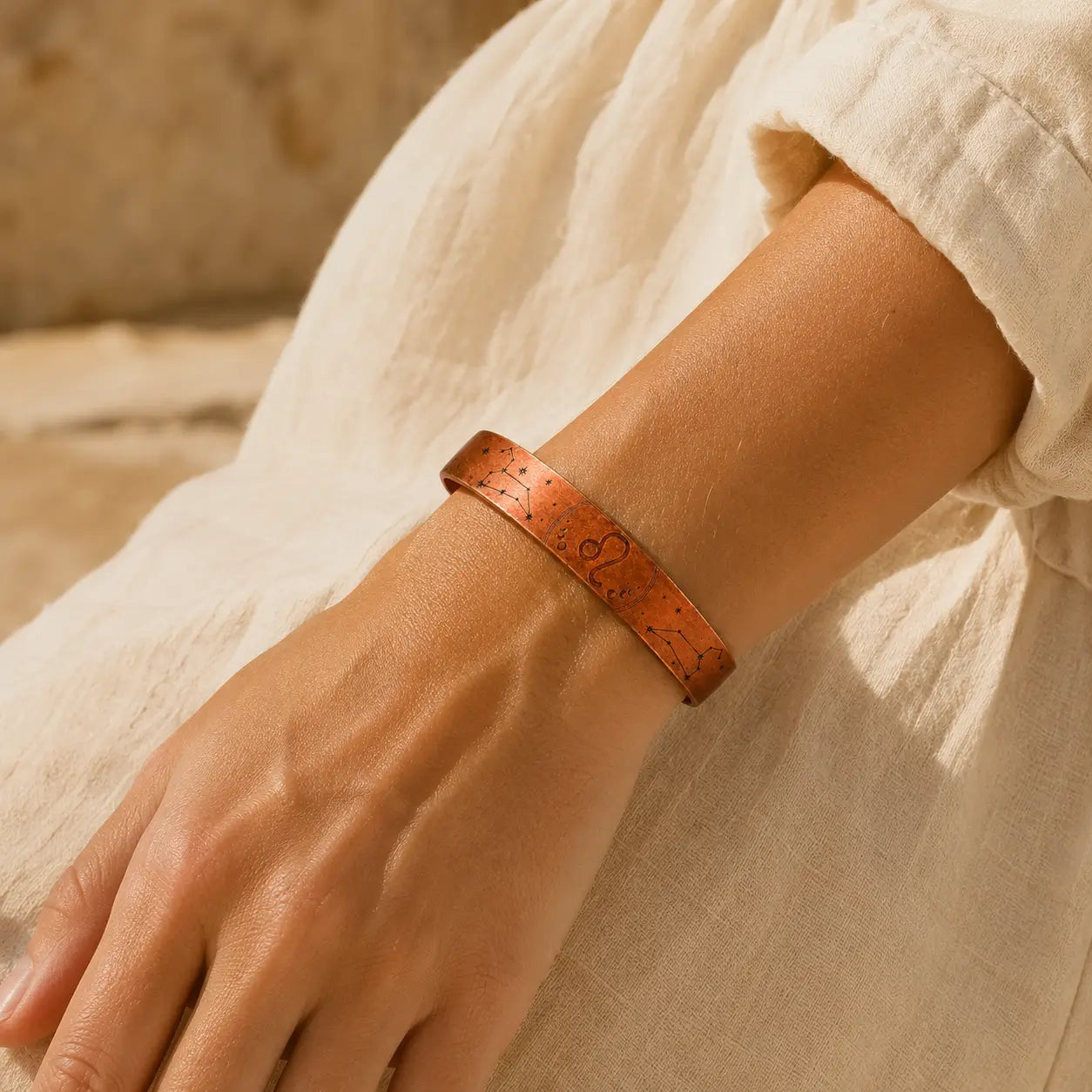 Bracelet Zodiaque Lion en Cuivre Rouge