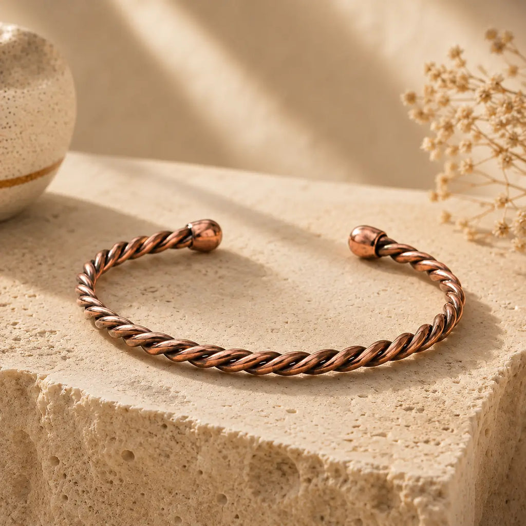 Bracelet Cuivre Rouge Torsadé Élégant