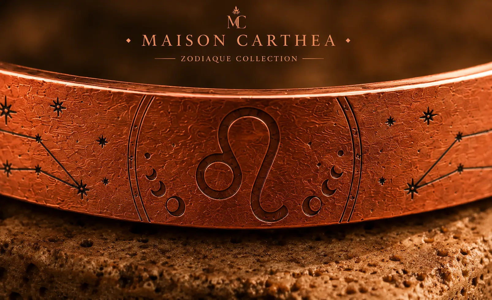 Bracelet Zodiaque Lion en Cuivre Rouge