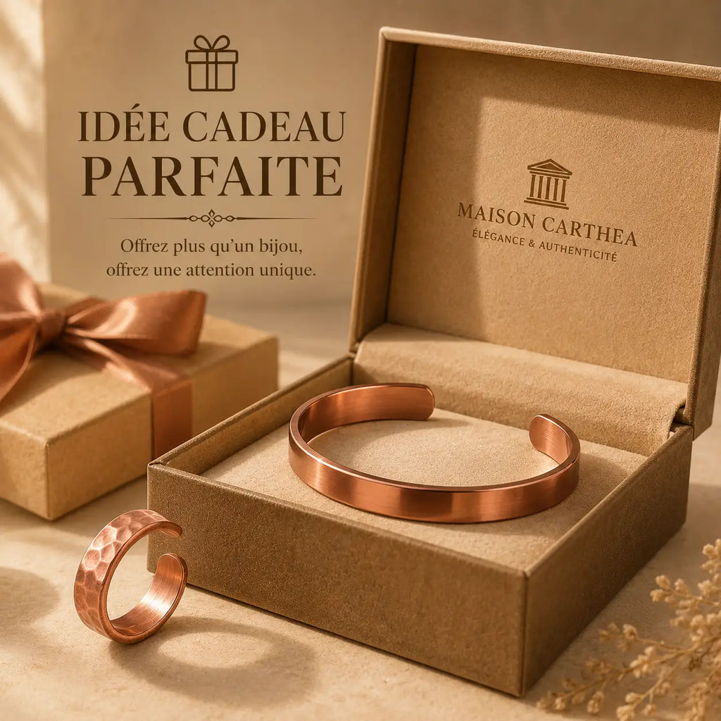 Pack Vitalité Homme Premium – Bracelet & Bague en Cuivre Rouge