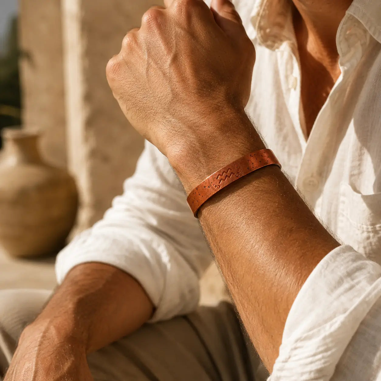 Bracelet Zodiaque Verseau en Cuivre Rouge