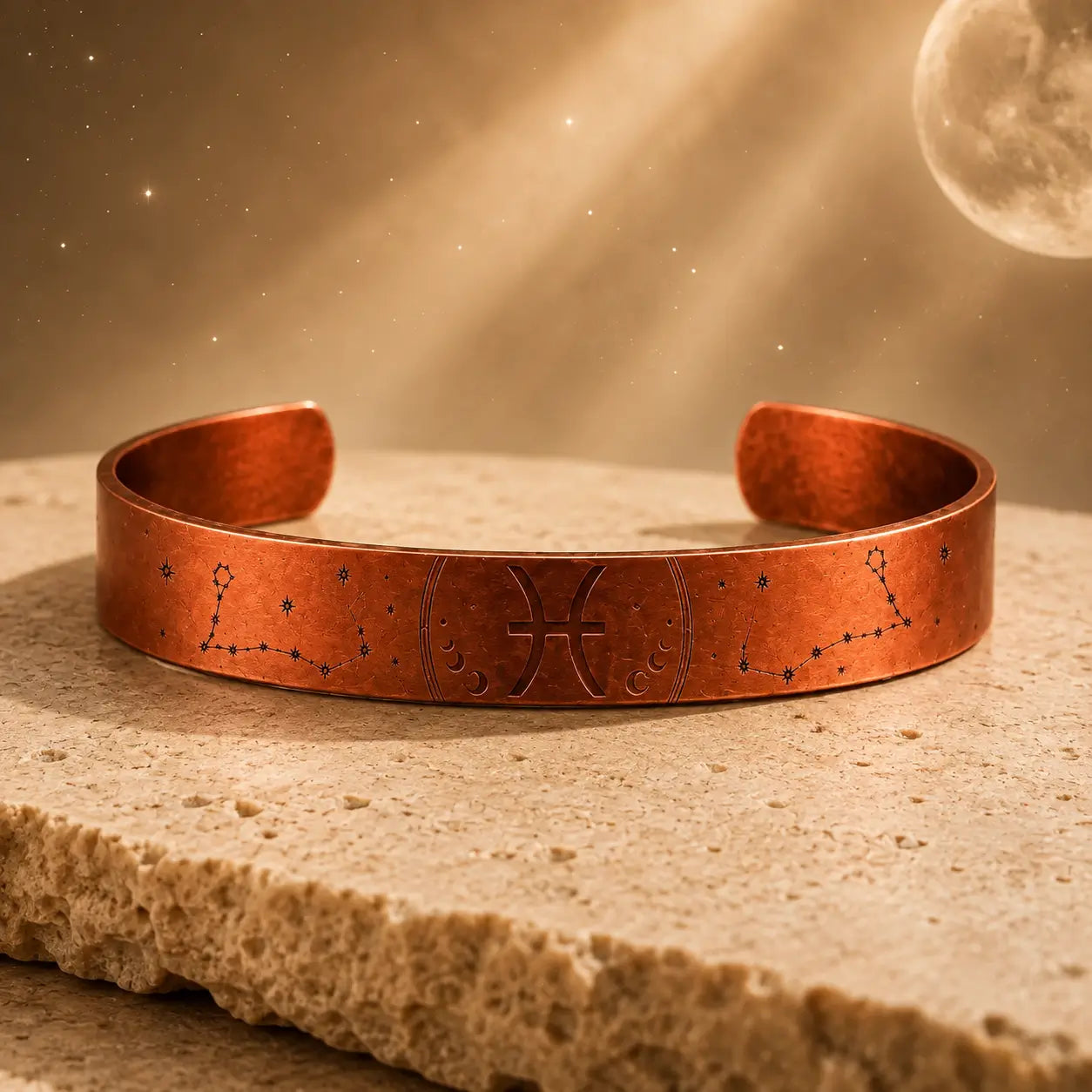 Bracelet Zodiaque Poissons en Cuivre Rouge
