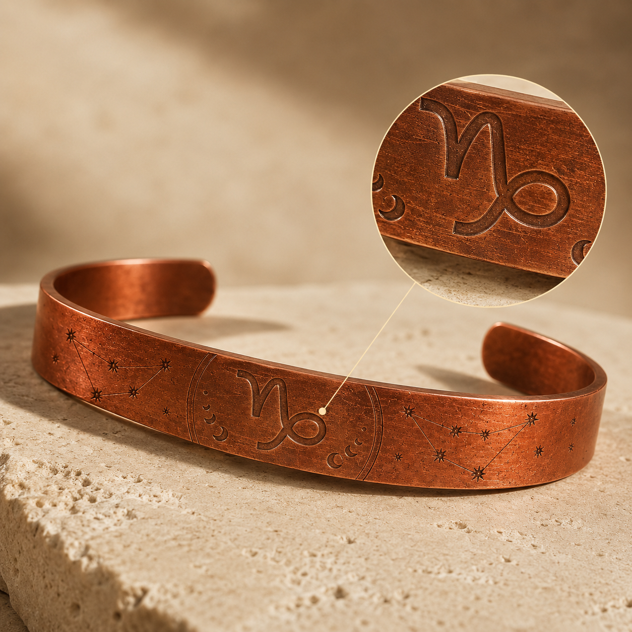 Bracelet Zodiaque Capricorne en Cuivre Rouge