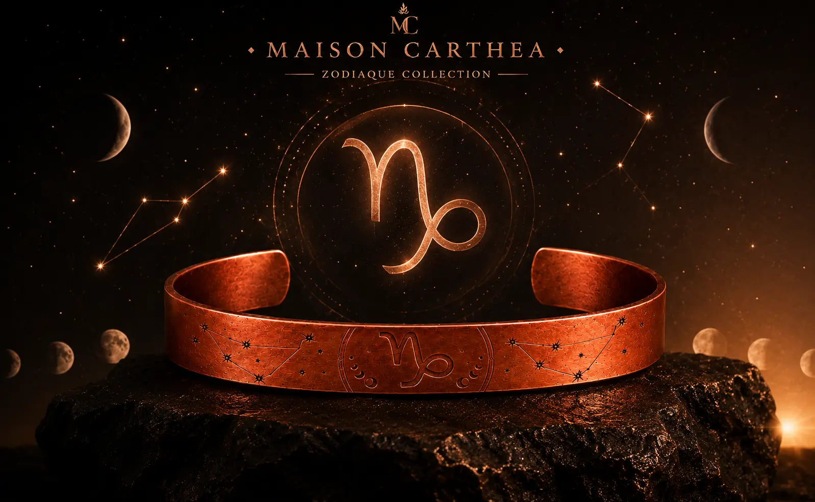 Bracelet Zodiaque Capricorne en Cuivre Rouge