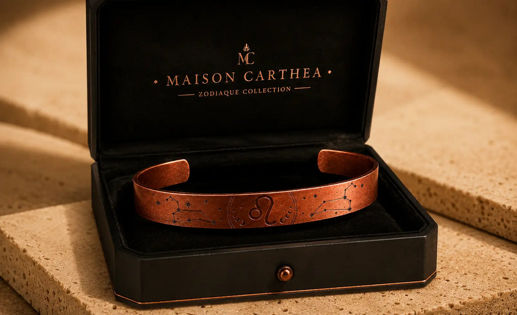 Bracelet Zodiaque Lion en Cuivre Rouge