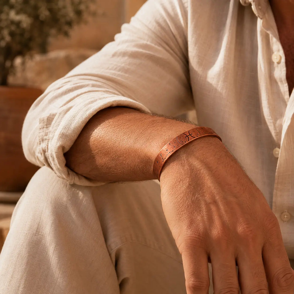 Bracelet Zodiaque Poissons en Cuivre Rouge