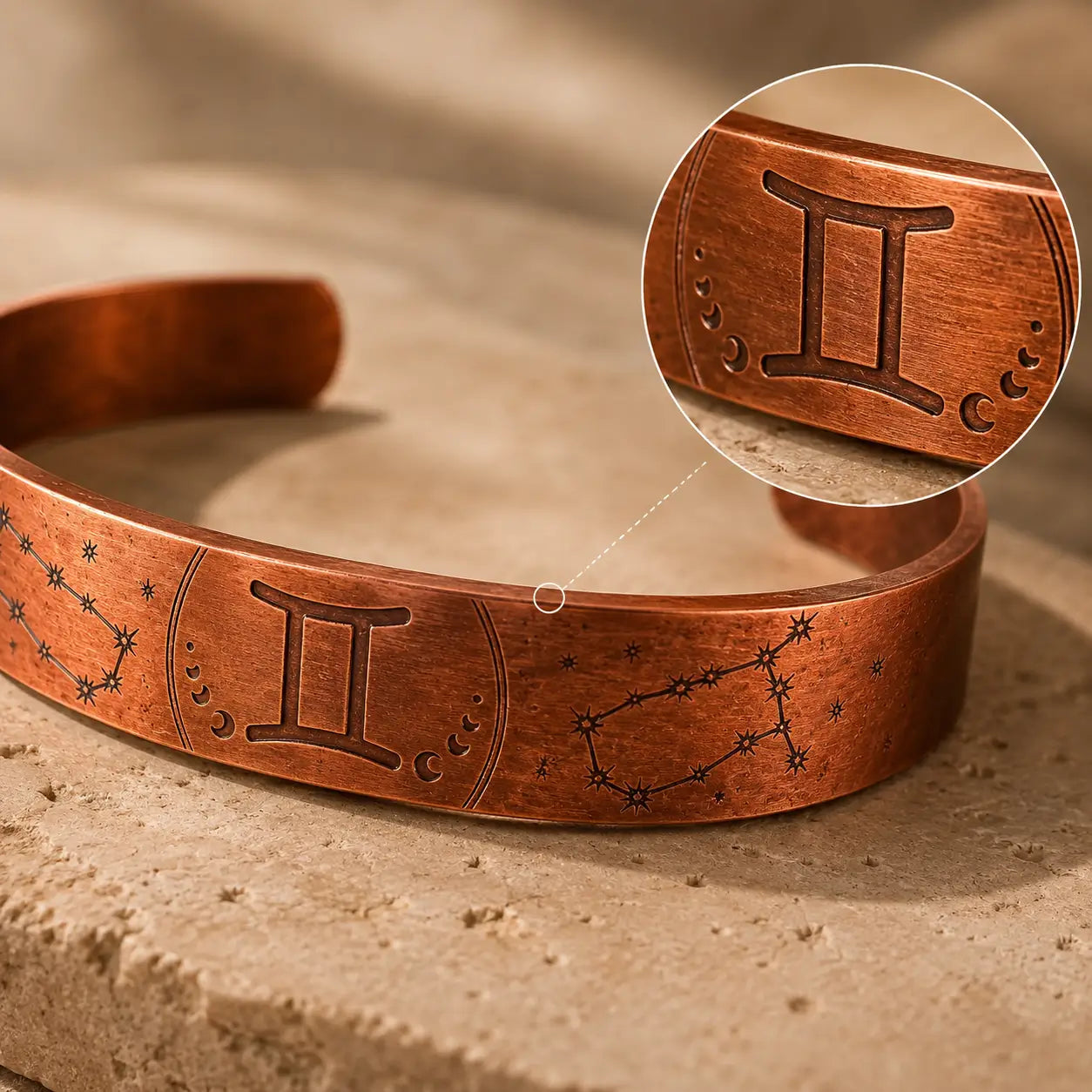 Bracelet Zodiaque Gémeaux en Cuivre Rouge