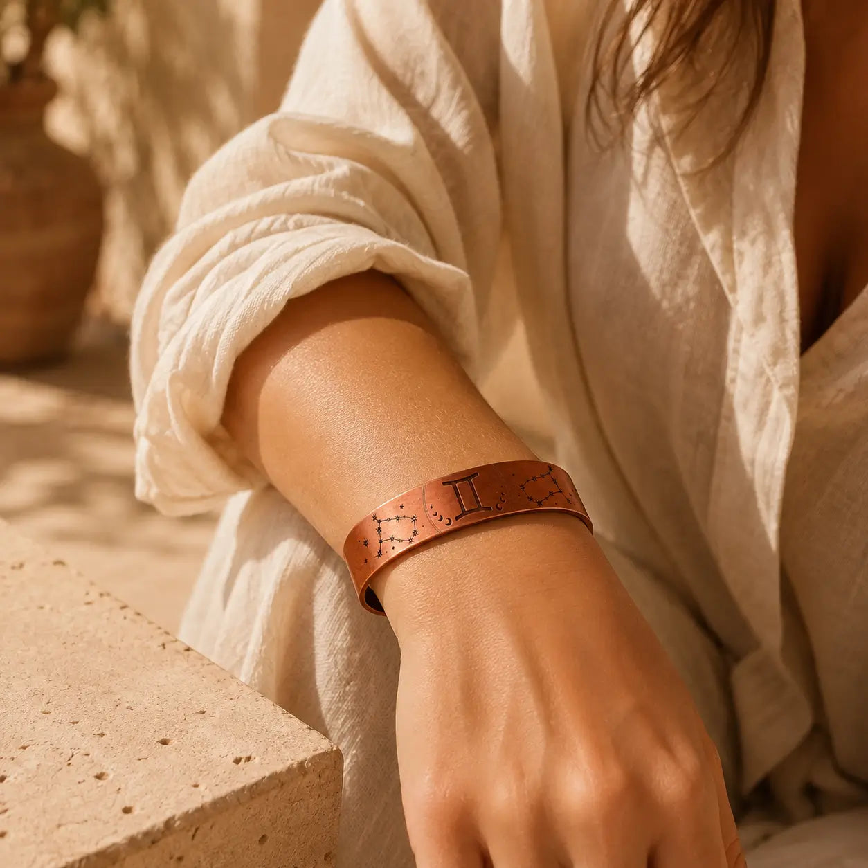 Bracelet Zodiaque Gémeaux en Cuivre Rouge