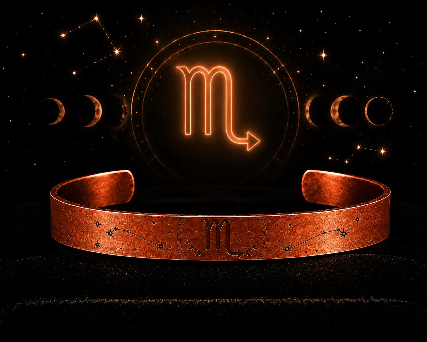 Bracelet Zodiaque Scorpion en Cuivre Rouge