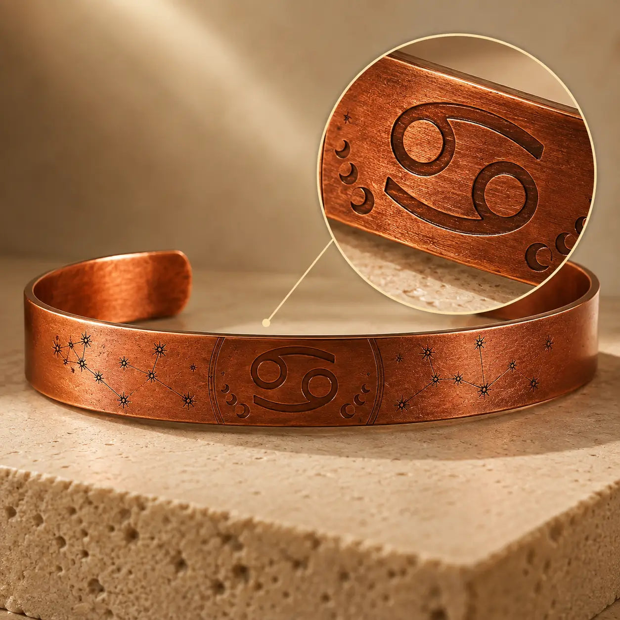 Bracelet Zodiaque Cancer en Cuivre Rouge