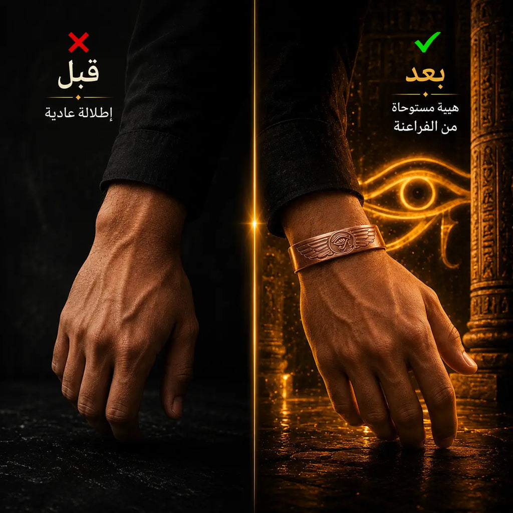 Bracelet Œil d’Horus en Cuivre Rouge – Symbole de Protection Égyptienne