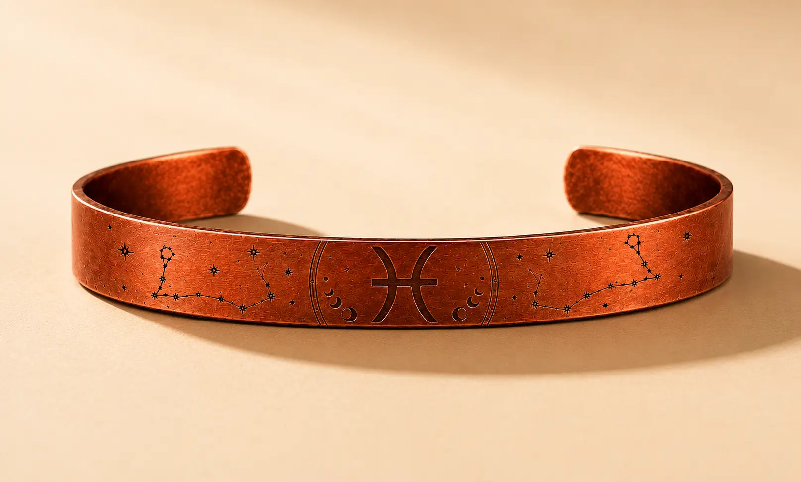 Bracelet Zodiaque Poissons en Cuivre Rouge