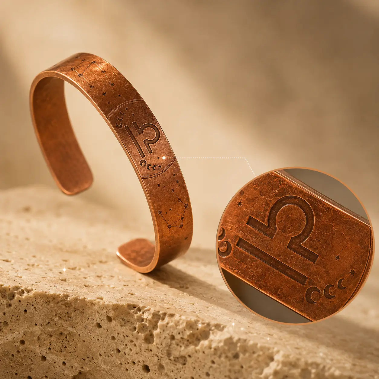 Bracelet Zodiaque Balance en Cuivre Rouge