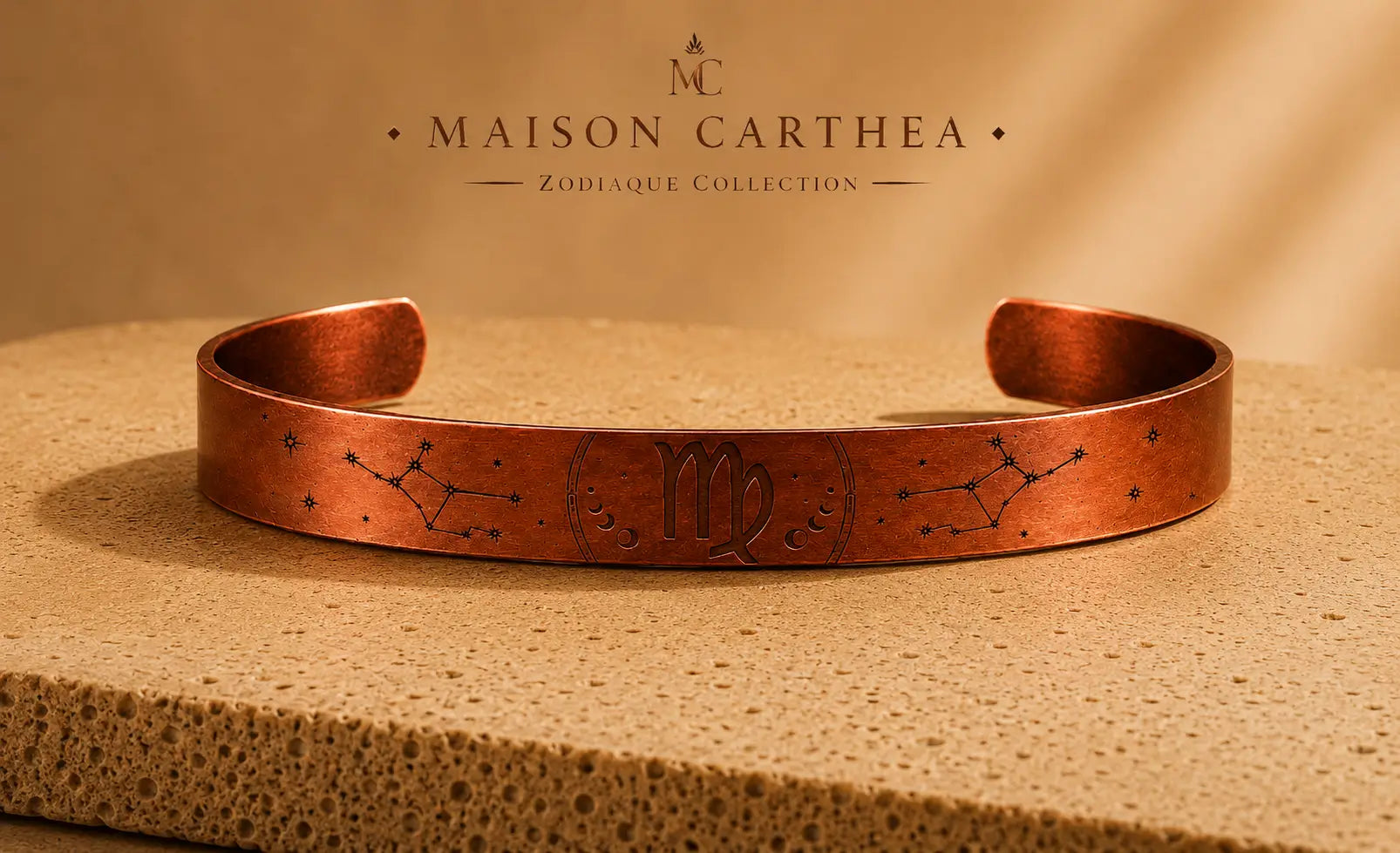 Bracelet Zodiaque Vierge en Cuivre Rouge