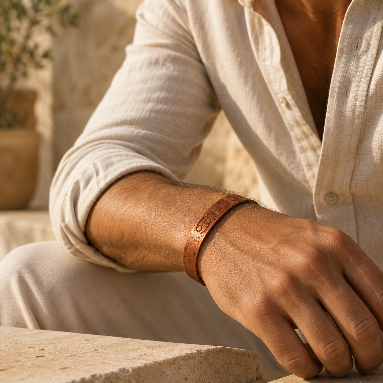 Bracelet Zodiaque Cancer en Cuivre Rouge
