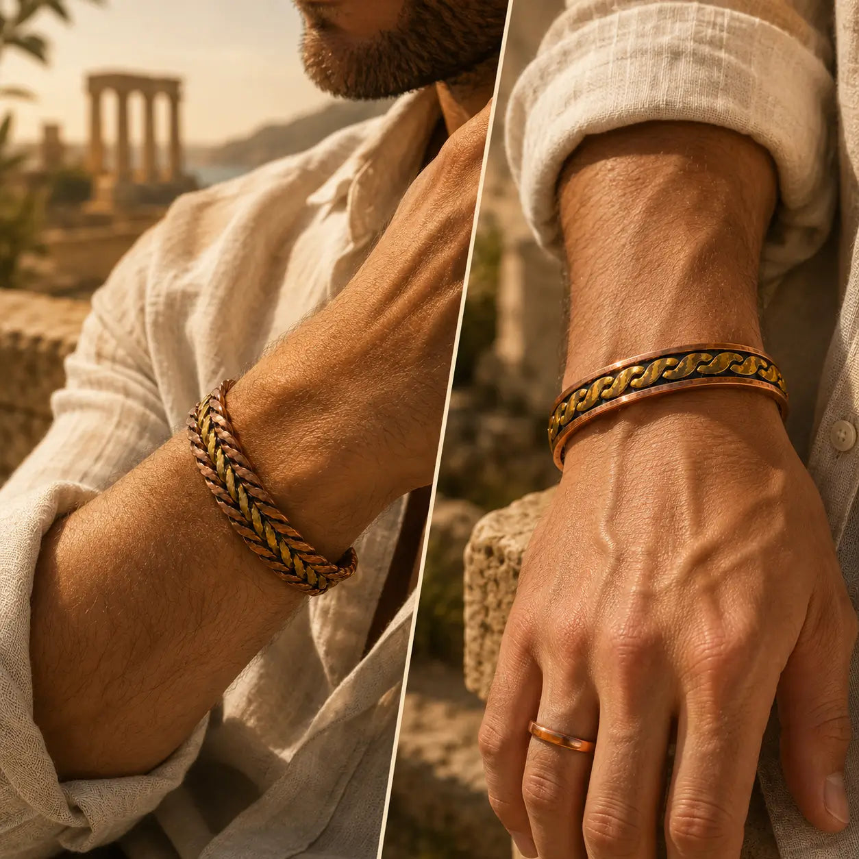 🏛️ Pack Héritage de Carthage — Bracelet Tressé Carthago + Bracelet Force d’Hannibal + Bague Offerte