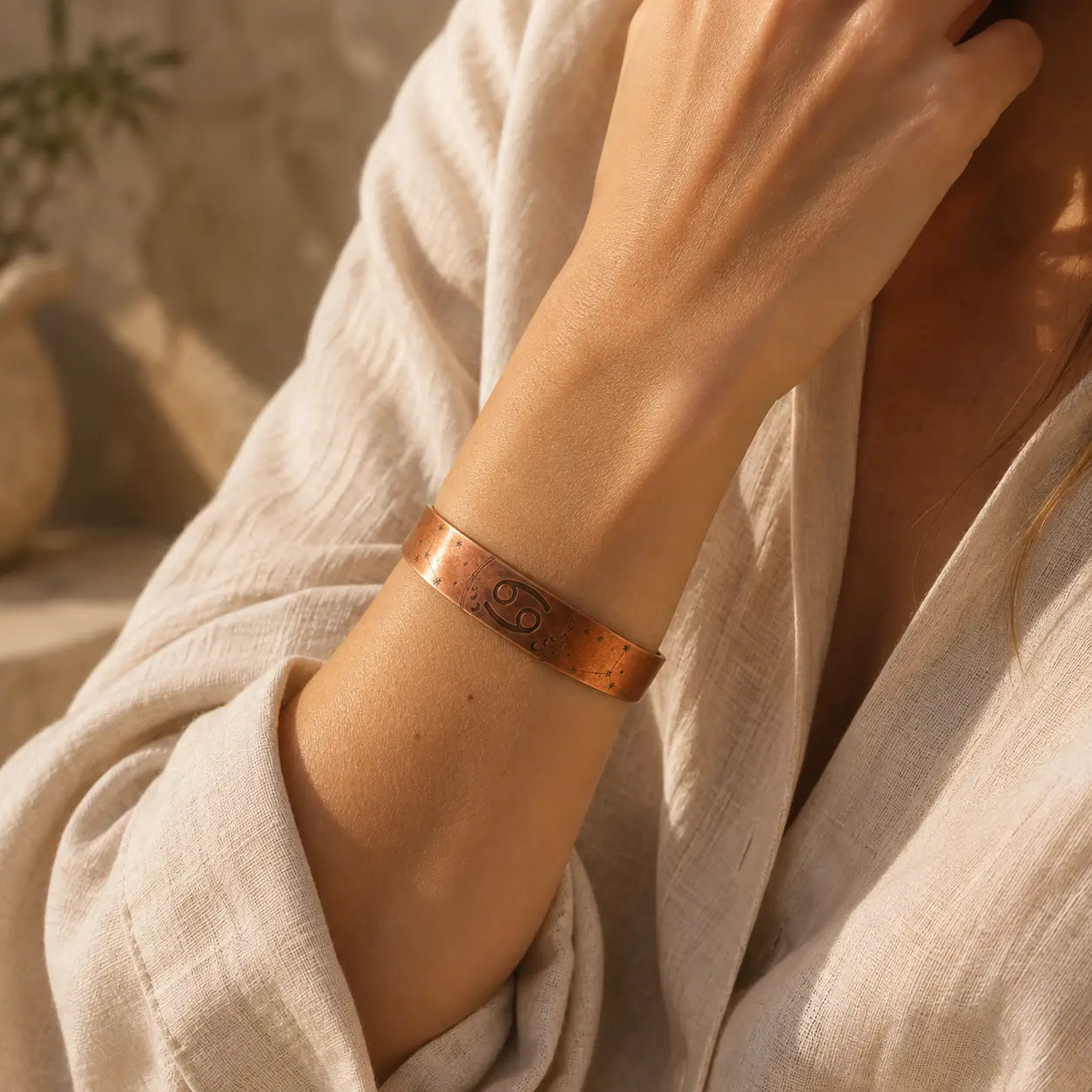 Bracelet Zodiaque Cancer en Cuivre Rouge