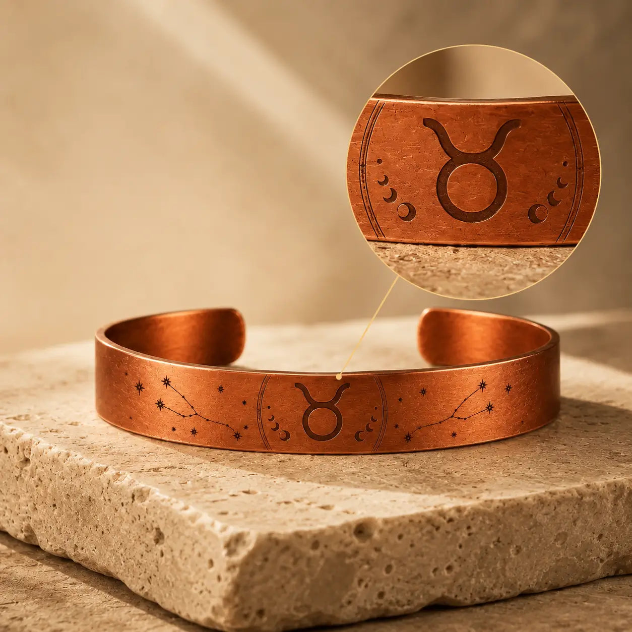 Bracelet Zodiaque Taureau en Cuivre Rouge