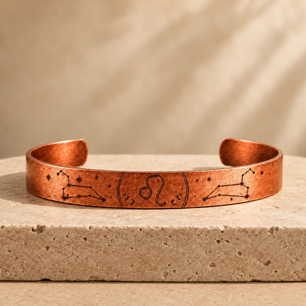 Bracelet Zodiaque Lion en Cuivre Rouge