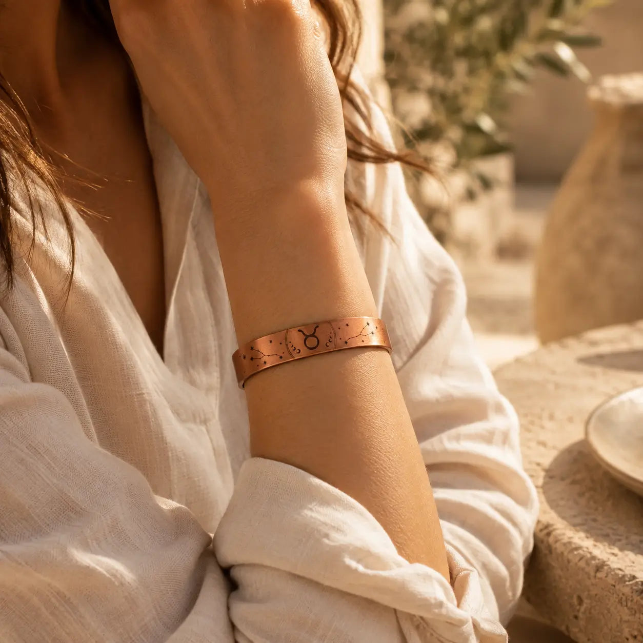 Bracelet Zodiaque Taureau en Cuivre Rouge