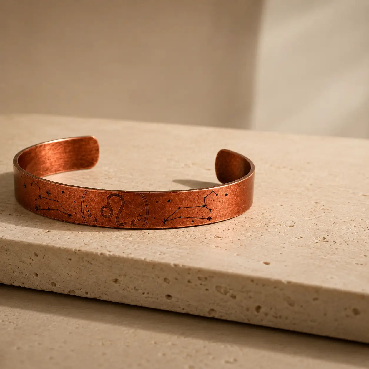 Bracelet Zodiaque Lion en Cuivre Rouge