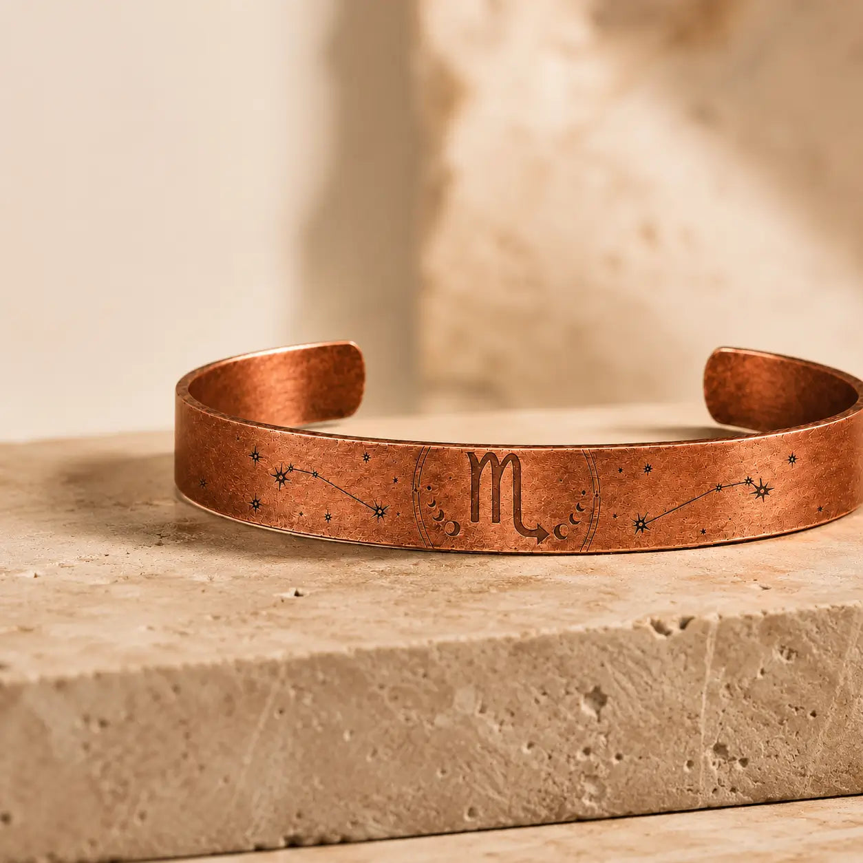 Bracelet Zodiaque Scorpion en Cuivre Rouge