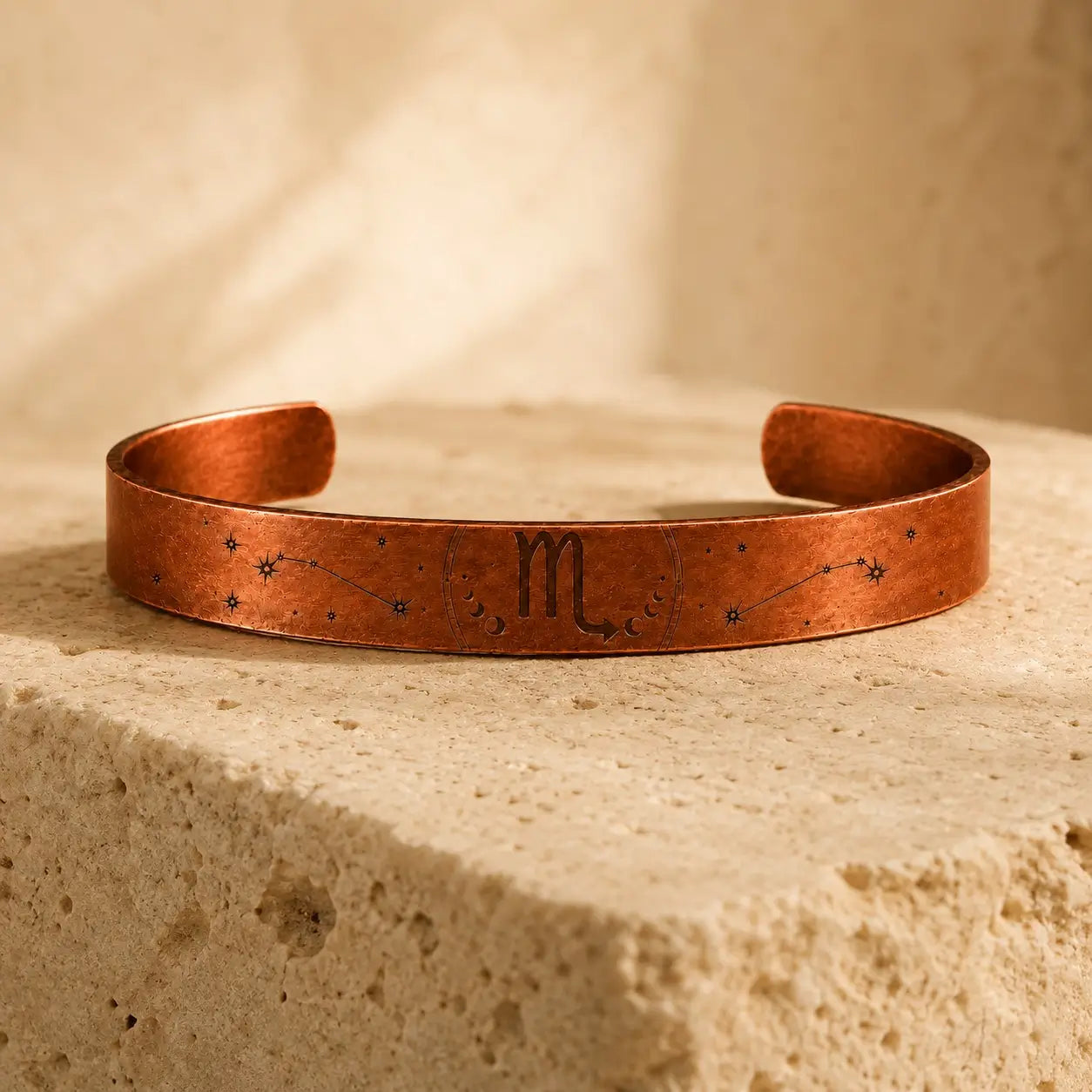 Bracelet Zodiaque Scorpion en Cuivre Rouge
