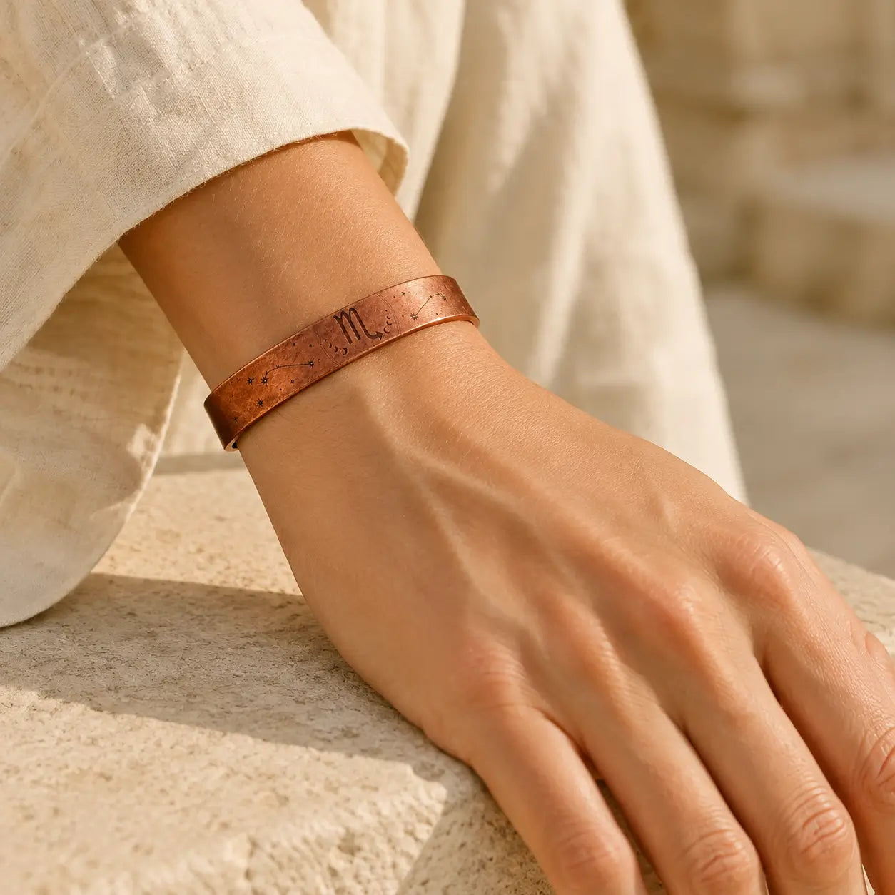 Bracelet Zodiaque Scorpion en Cuivre Rouge