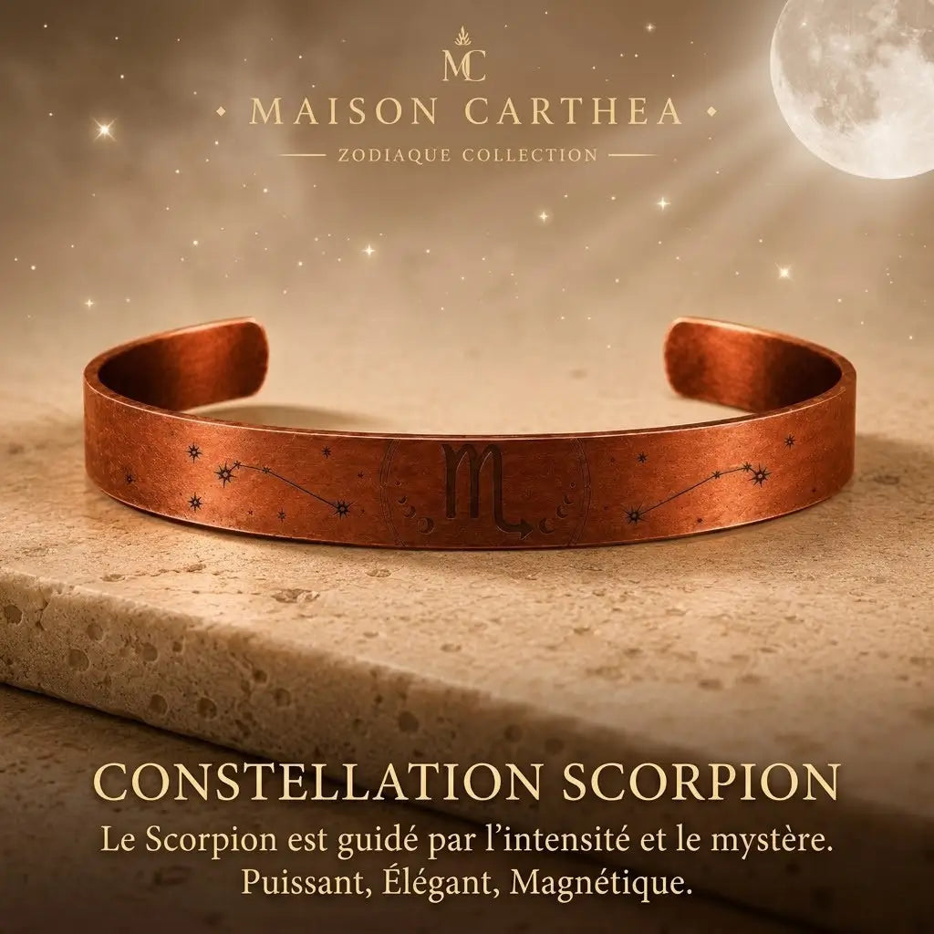 Bracelet Zodiaque Scorpion en Cuivre Rouge