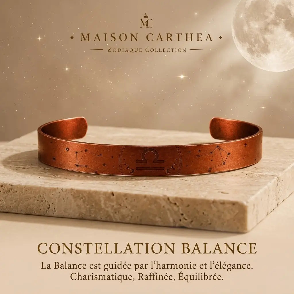 Bracelet Zodiaque Balance en Cuivre Rouge