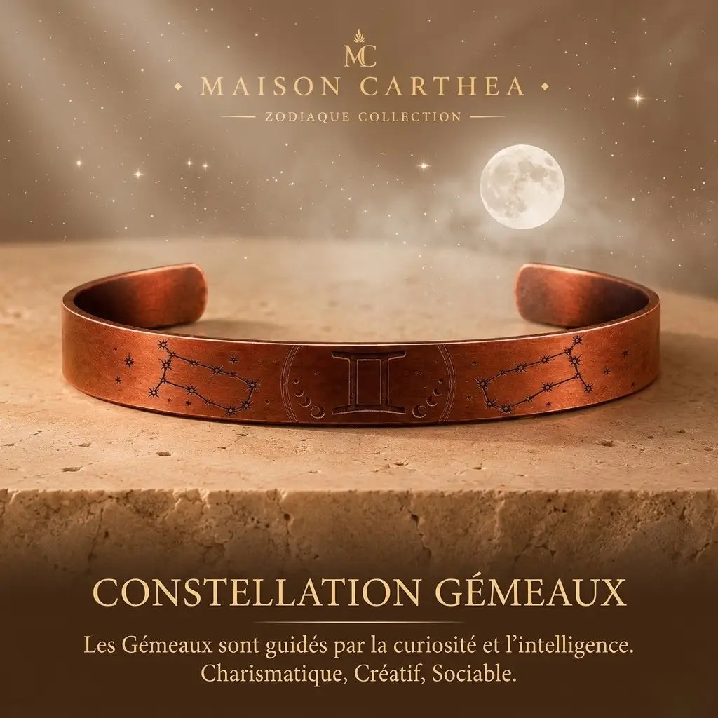Bracelet Zodiaque Gémeaux en Cuivre Rouge