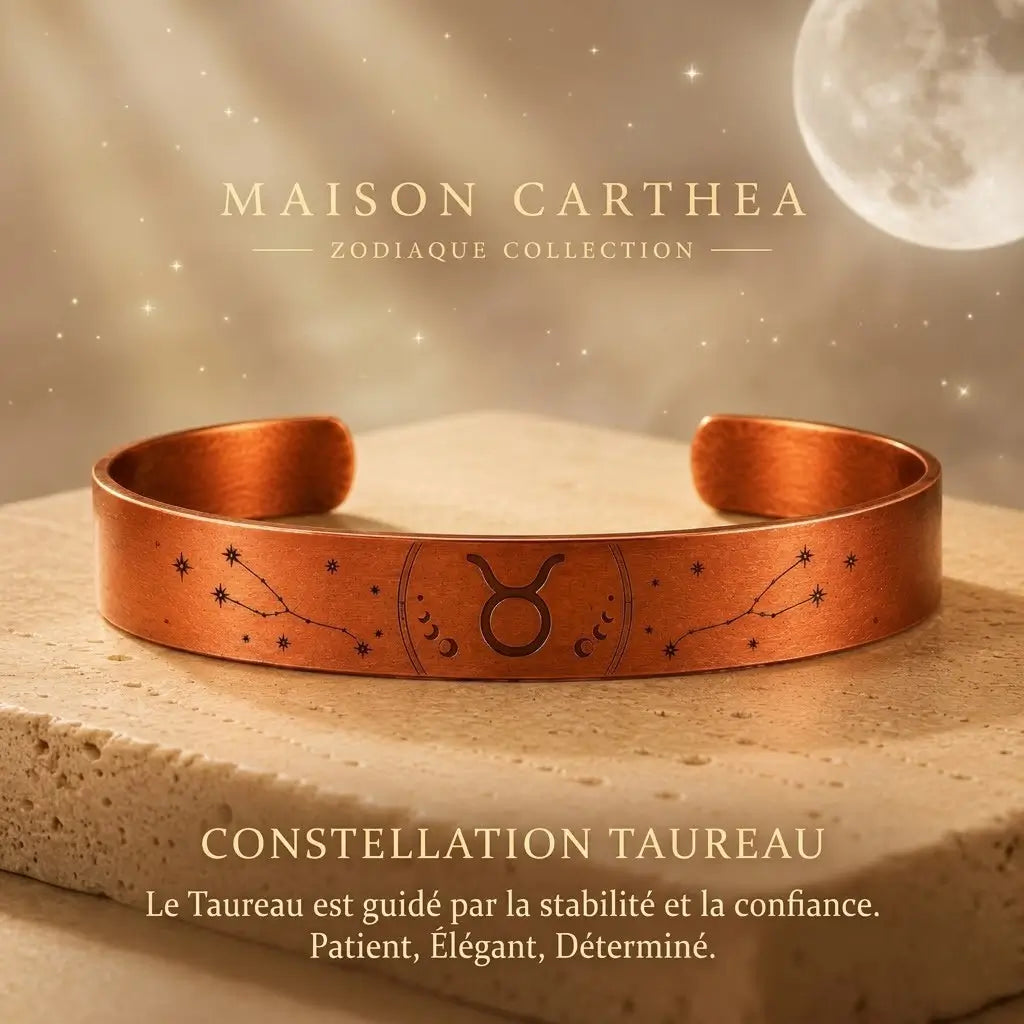 Bracelet Zodiaque Taureau en Cuivre Rouge