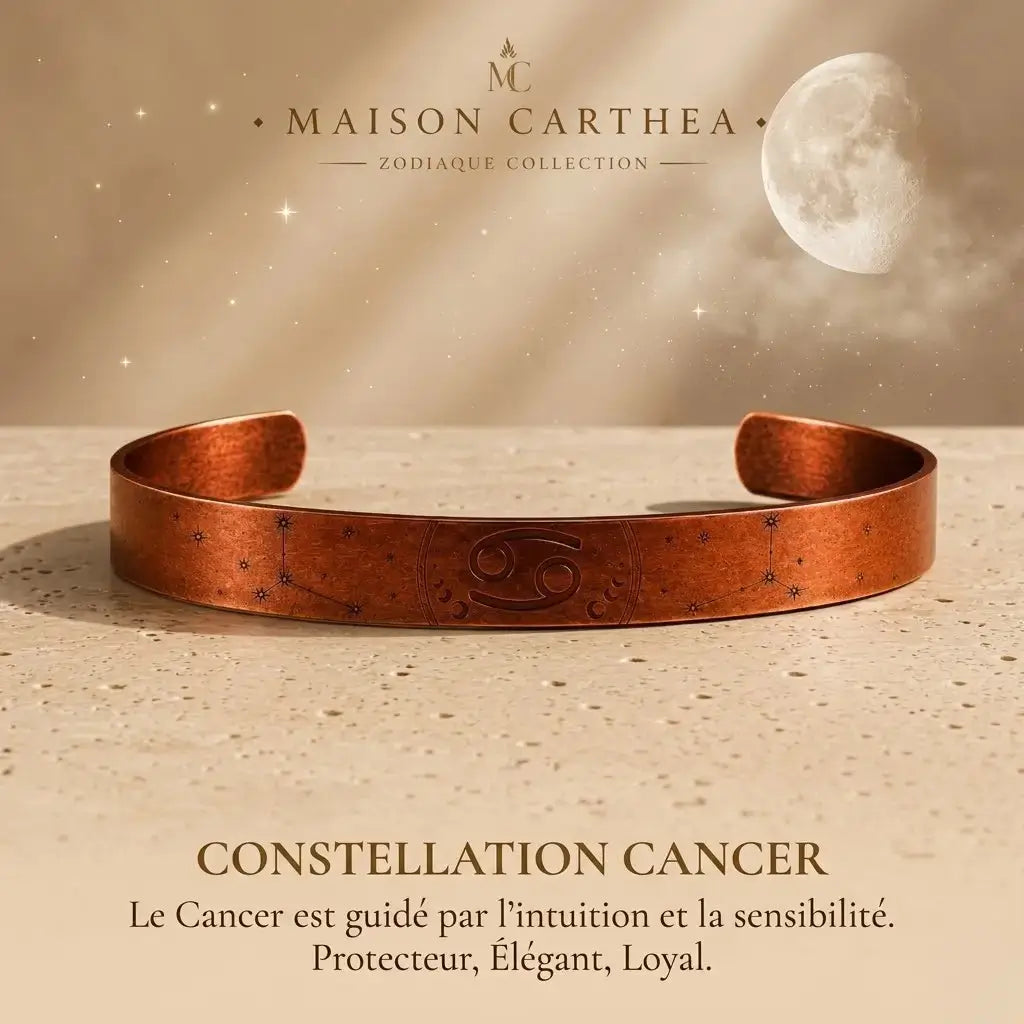 Bracelet Zodiaque Cancer en Cuivre Rouge
