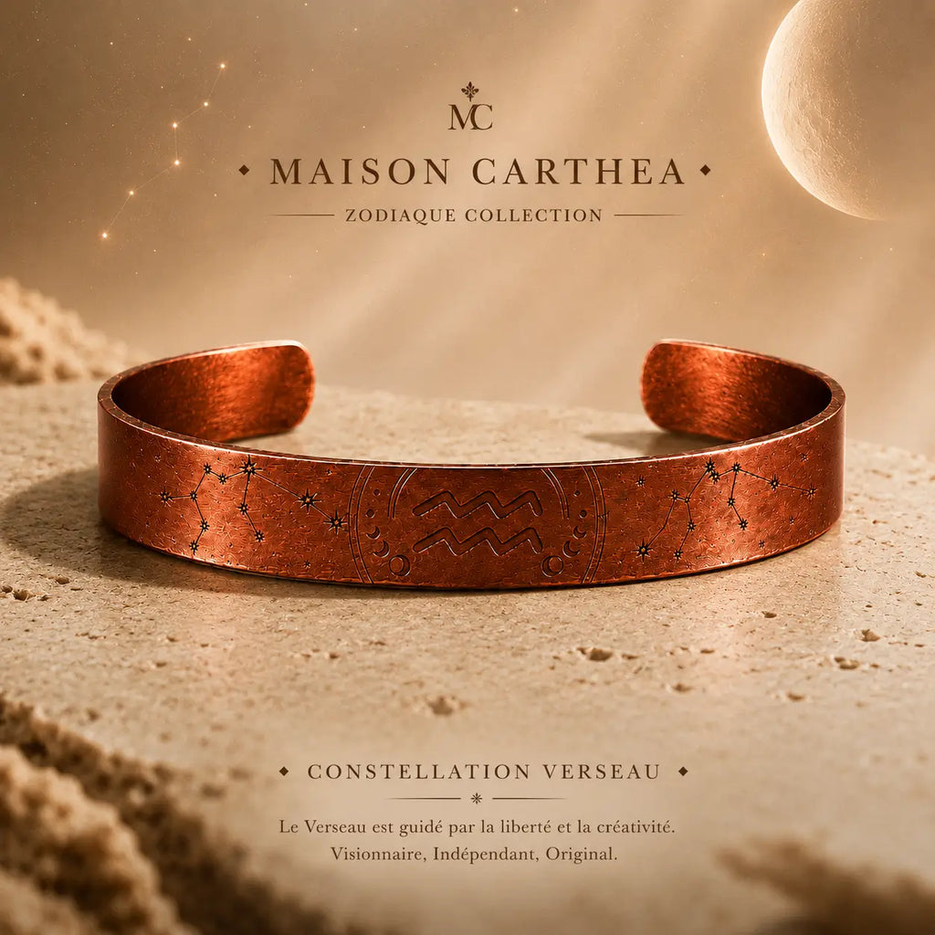 Bracelet Zodiaque Verseau en Cuivre Rouge