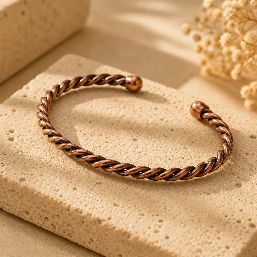 Bracelet Cuivre Rouge Torsadé Élégant
